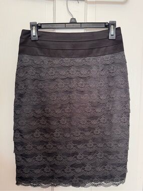 Beautiful Gray Lace Skirt Pencil straight black